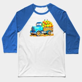 T-shirt with a picture of a full truck decorated with pumpkins for Halloween Baseball T-Shirt